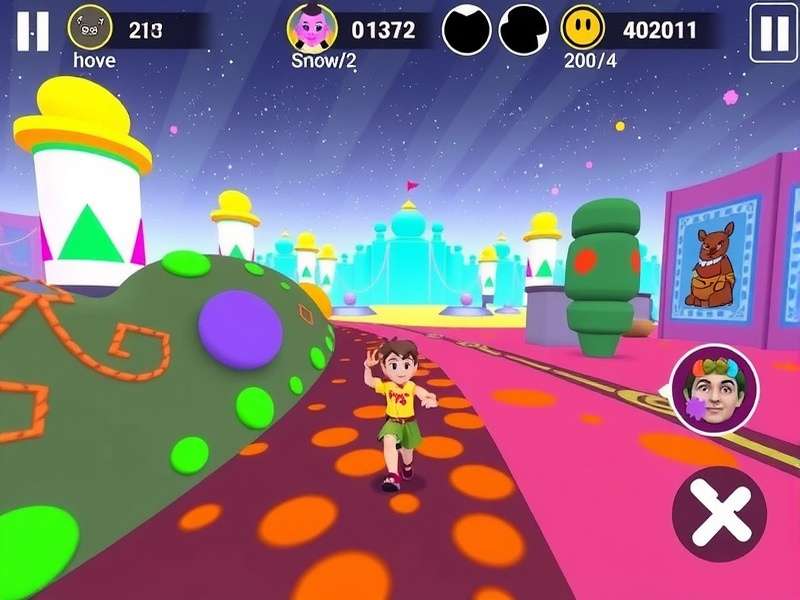 Holi Glow Run gameplay screenshot showing colorful festival environment